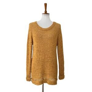 Soft Surroundings Womens Dune Pullover Sweater Top Long Sleeve Yellow S Small